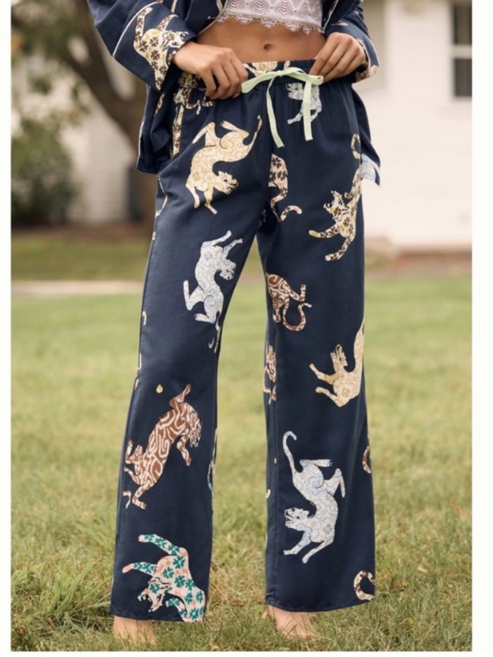 NWT Anthropologie Cecilia Pettersson Flannel Animal Print Pajama Pants Bottoms